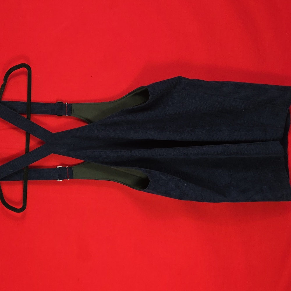MODCLOTH Sociable Scholar Corduroy Jumper Skirtall Navy Blue Womens Size Large - Picture 6 of 8